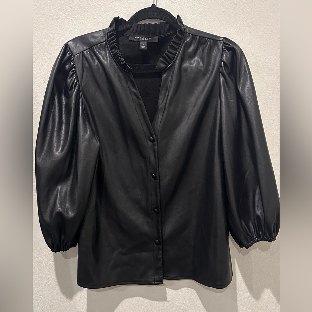 Marc New York Black Textured Top